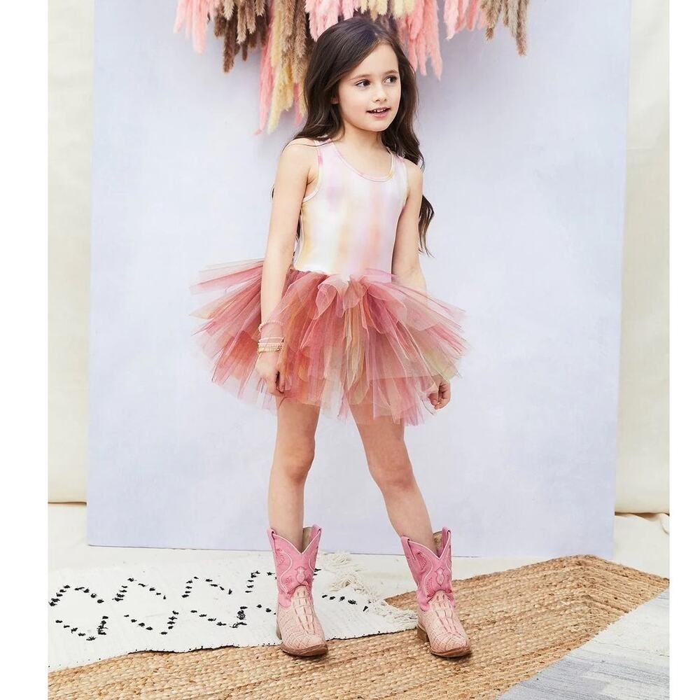 ILOVEPLUM Bae Watercolor Tutu Dress - Poppy Orange - Size 8